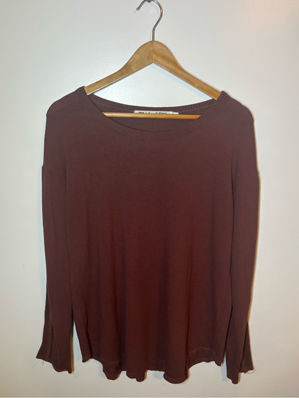 Michael Stars Long Sleeve Crewneck Top in Brown